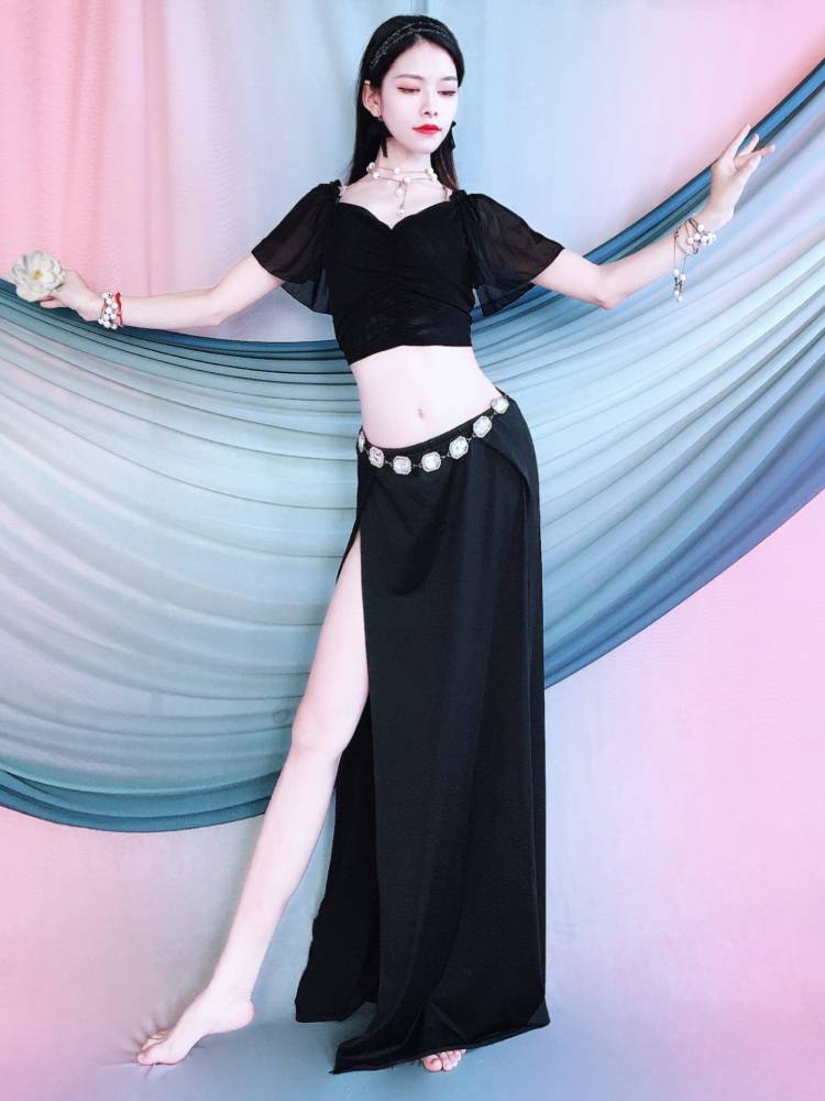 Belly Dance Clothing 2024 Spring and Summer New Sexy Female Belly Dance Dance Fun Leader Net Skate Skirt Fairy Fair