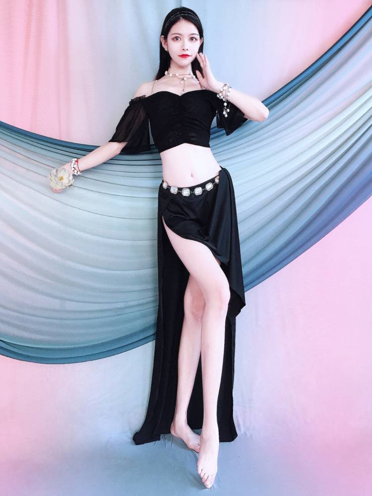 Belly Dance Clothing 2024 Spring and Summer New Sexy Female Belly Dance Dance Fun Leader Net Skate Skirt Fairy Fair