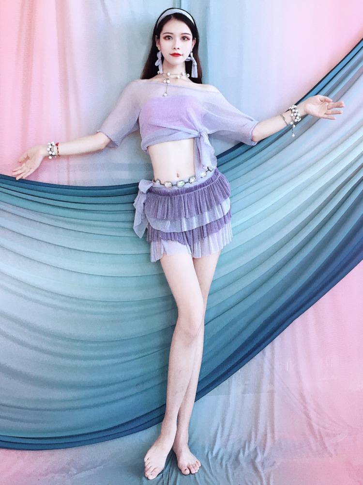 Jianxin Huimei New 2024 Summer New Product Belly Dance Practice Service Clue Hip Scarf Set Dance Practice Service