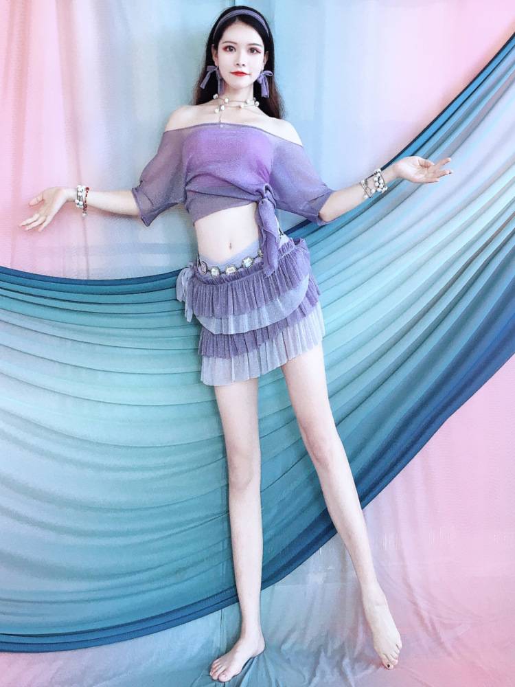 Jianxin Huimei New 2024 Summer New Product Belly Dance Practice Service Clue Hip Scarf Set Dance Practice Service