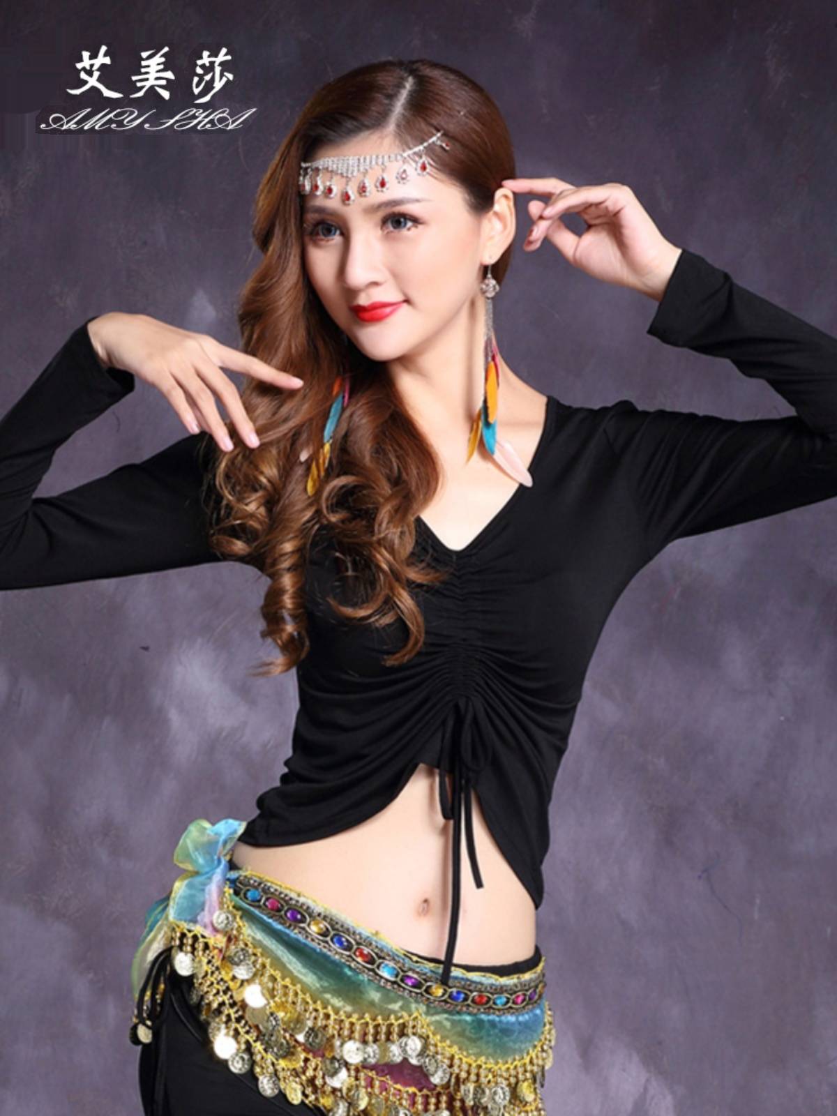 Belly dance top, upper body 2024 summer new practice costumes Modal's thin and covered belly, big size girl