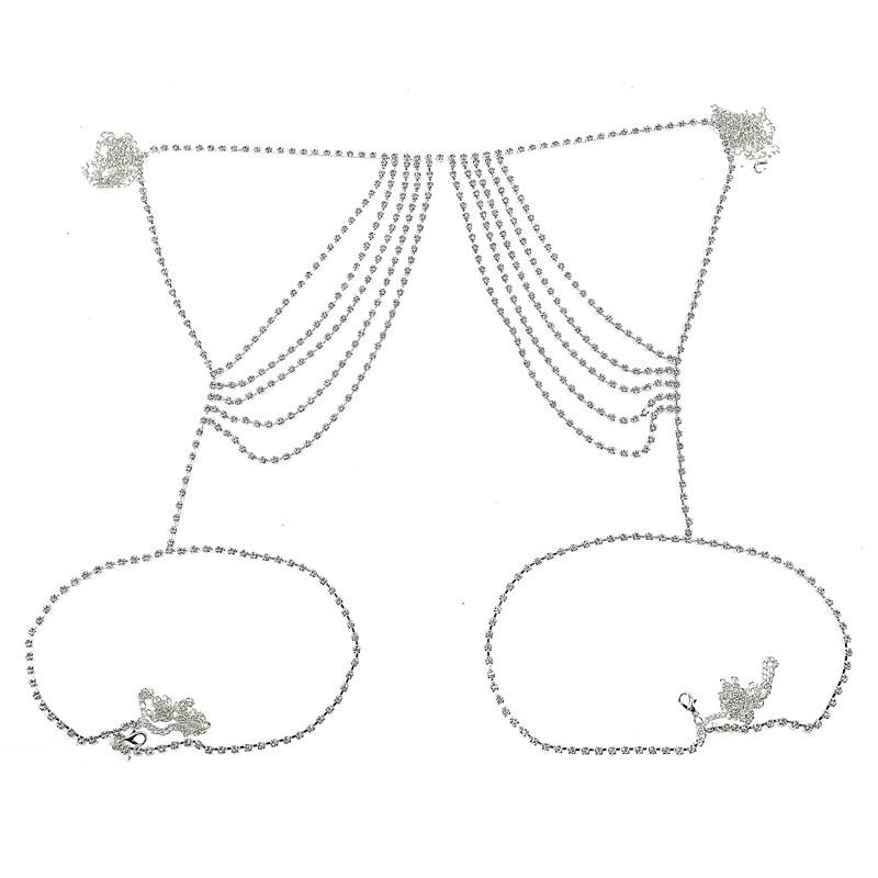 Luxury super glittering sexy belly dance waist chain nightclub performance rhinestone skirt half -body skirt body chain hip chain matching female