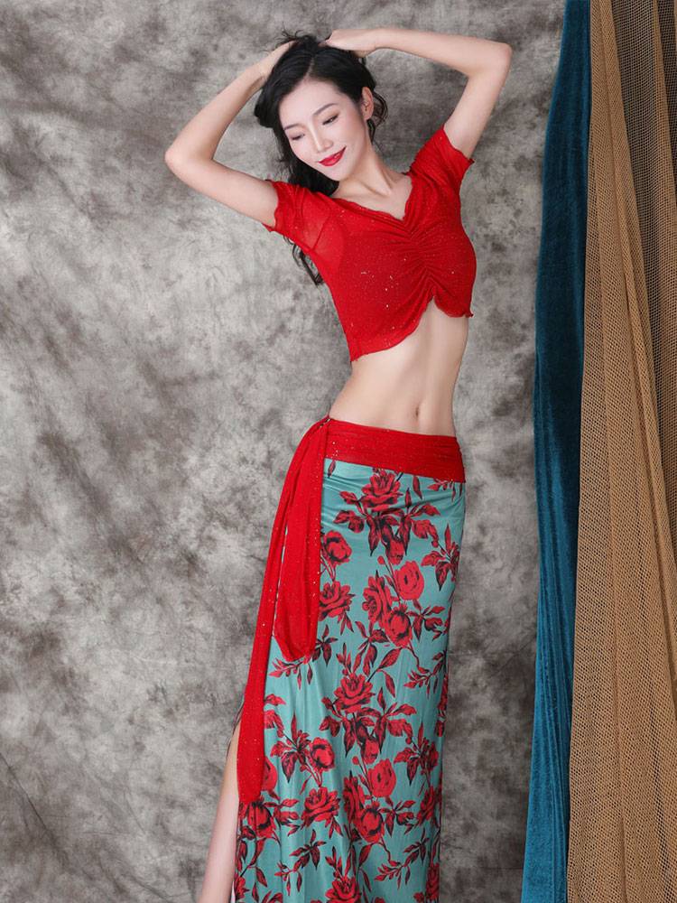 Belly dance exercise clothing female 2023 new set of fairy summer performance clothes Oriental dance clothing long skirt