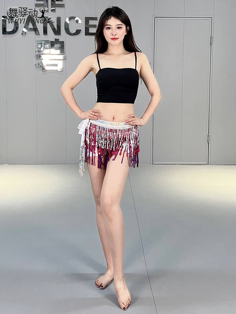 Belly Dance Streaming Su waist chain new versatile dance hip towel enthusiastic Samba performed waist towels Oriental dance training hip skirt