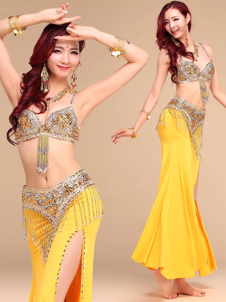 Belly Dance Performance Female 2023 New Set Fairy Performance Indian Dance Clothing Oriental Dance high -end bras summer skirt summer