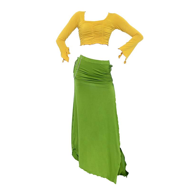 Belly Dance Clothing Practice Fashion Service Fashion Autumn and Winter Model Long Sleeve Fairy Oriental Dance Performance Set