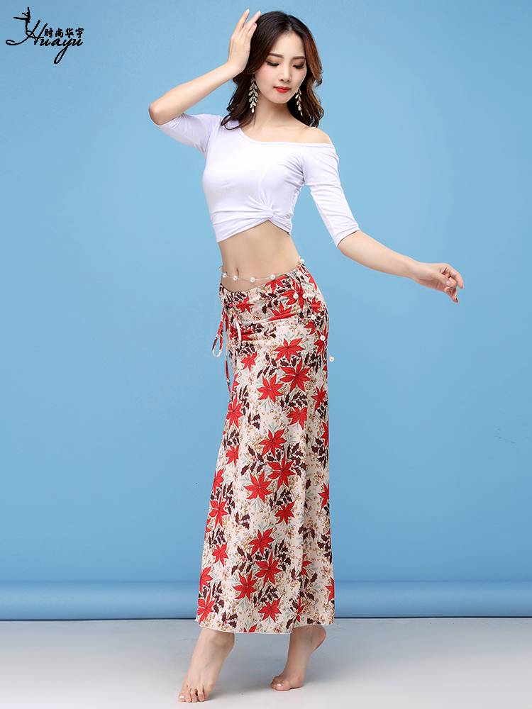 Belly dance exercises Modal sexy printed long skirt Oriental dance suit set junior junior adult girl