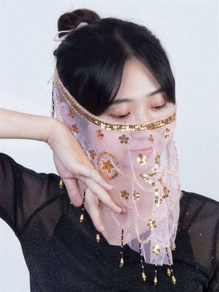 Belly dance veil exotic princess cos veil Western style dance covered face ancient style Hanfu fairy faces yarn