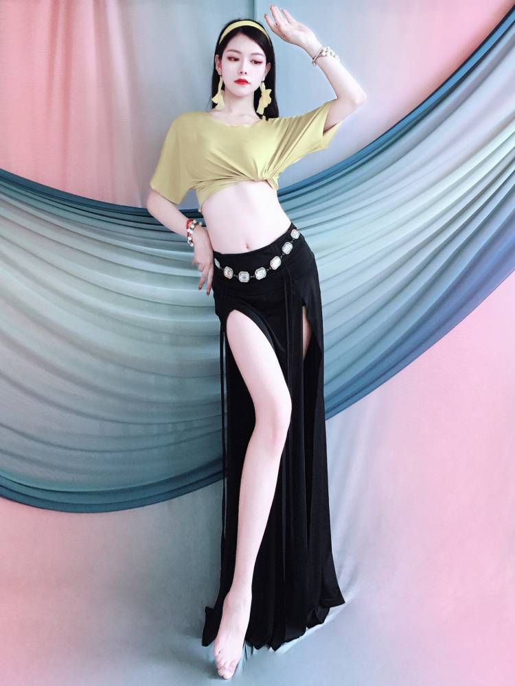 Baiya Qianhui 2024 New Belly Dance Dance Practice Dress Performance Clothing Two -piece Set Long Skirt Children's Set Women
