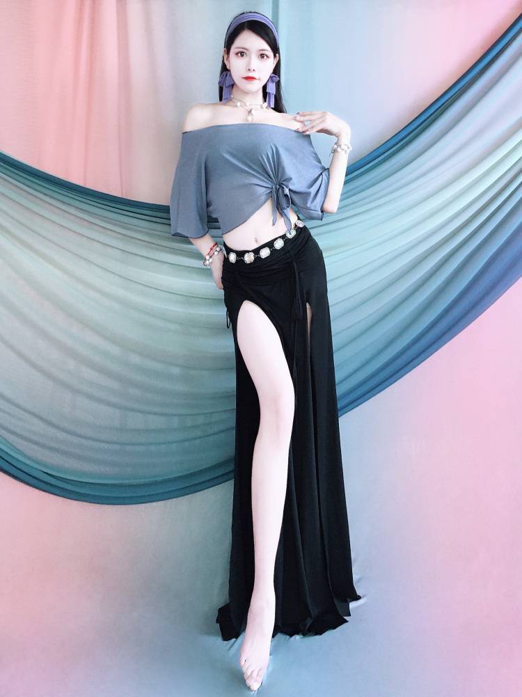 Baiya Qianhui 2024 New Belly Dance Dance Practice Dress Performance Clothing Two -piece Set Long Skirt Children's Set Women