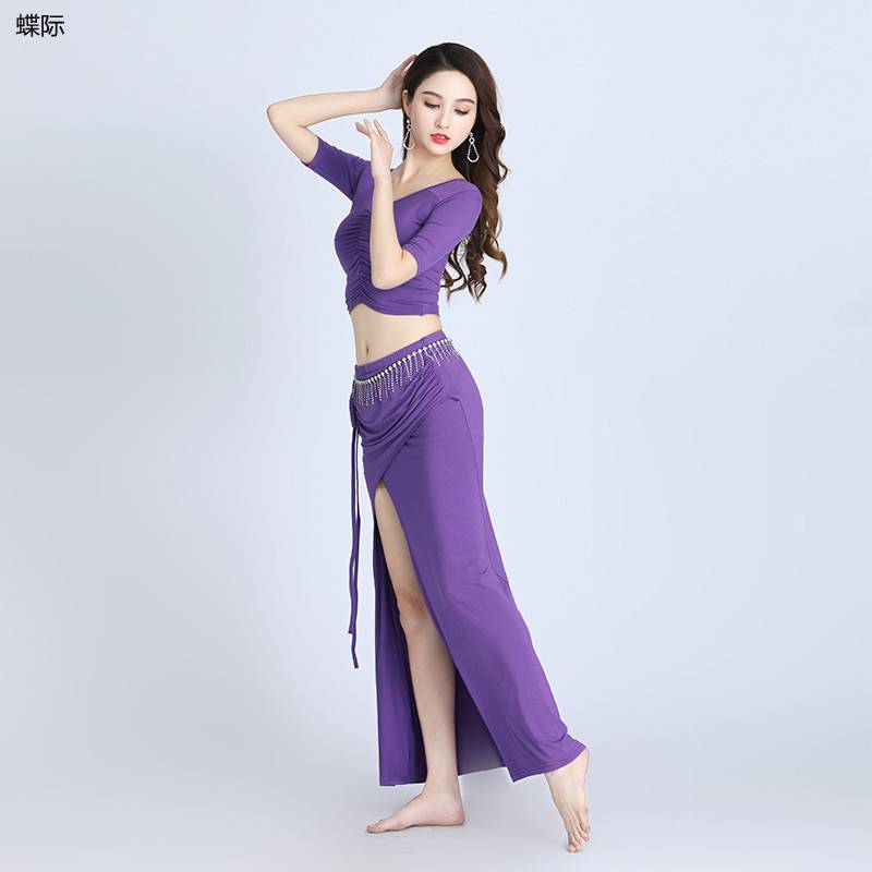 New spring and summer belly dance skirt large size Modal belly dance training uniforms for split skirt two -piece suit
