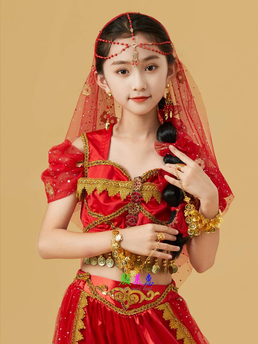 Indian dance performance clothing children's belly dance performance clothing Xinjiang dance female exotic jasmine jasmine princess skirt