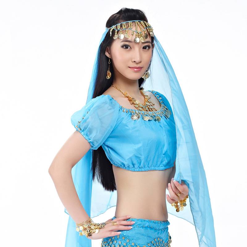 Belly dance coin veil Indian dance performance in the head of the chain head jewelry Spring spinning oriental dance head chain dance performance veil