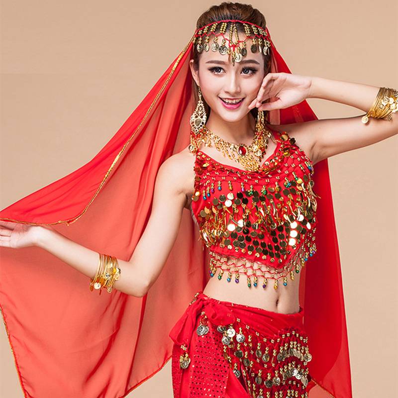 Belly dance coin veil Indian dance performance in the head of the chain head jewelry Spring spinning oriental dance head chain dance performance veil