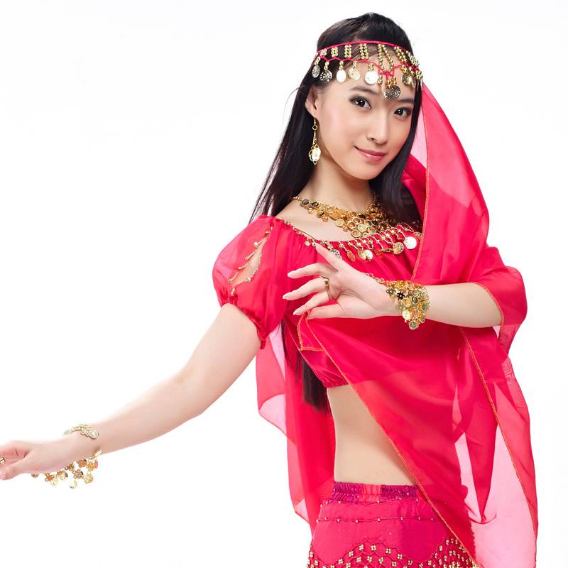 Belly dance coin veil Indian dance performance in the head of the chain head jewelry Spring spinning oriental dance head chain dance performance veil