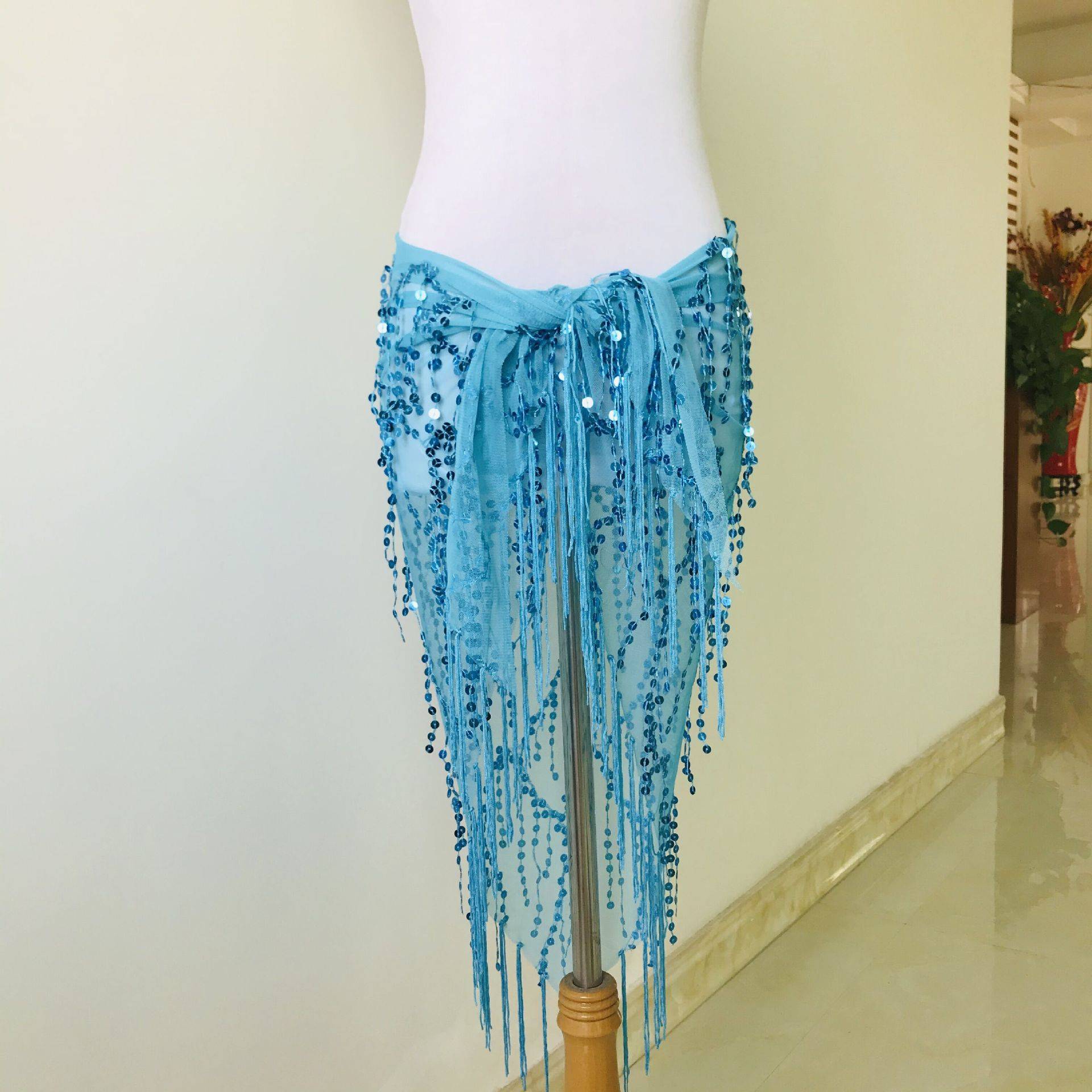Halloween belly dance waist chain sequins streamlined dance dance performance hip towel beginners practice waist seal
