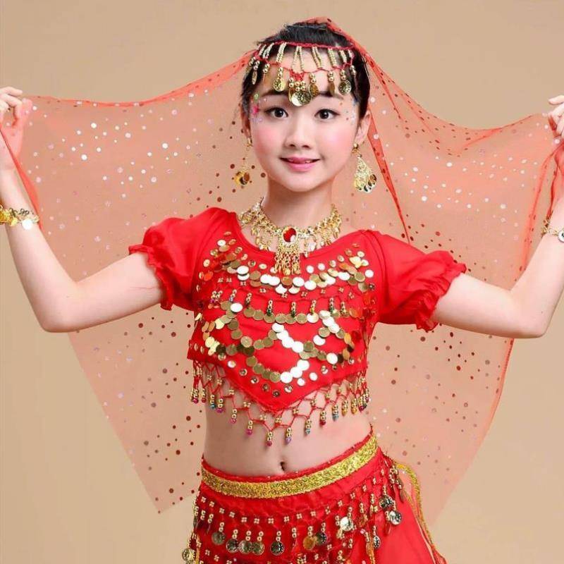 New children's belly dance head jewelry scarf dance performance accessories head jewelry scarf color point pure veil
