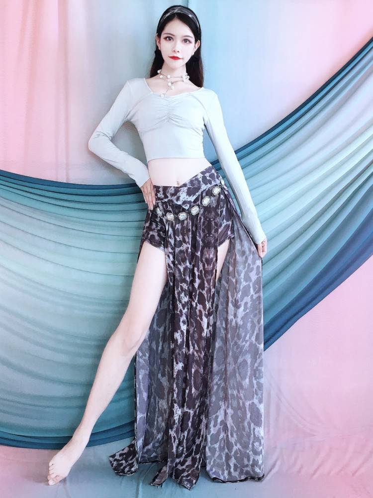 Baiya Qianhui Belly Dance Dance Dance Driven Double Spontaneous Skirt Modal Top Set Practice Practice Scholar Scholar