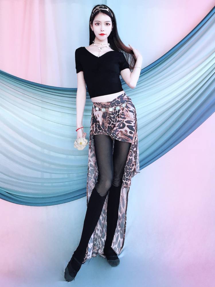 Baiya Qianhui Belly Dance Dance Dance Driven Double Spontaneous Skirt Modal Top Set Practice Practice Scholar Scholar
