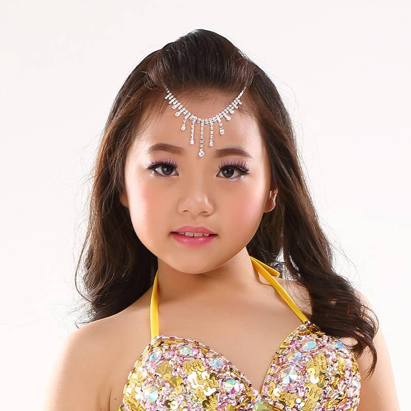 New children's belly dance head jewelry princess head chain Liuyi clothing set jewelry jewelry children's silver drill chain