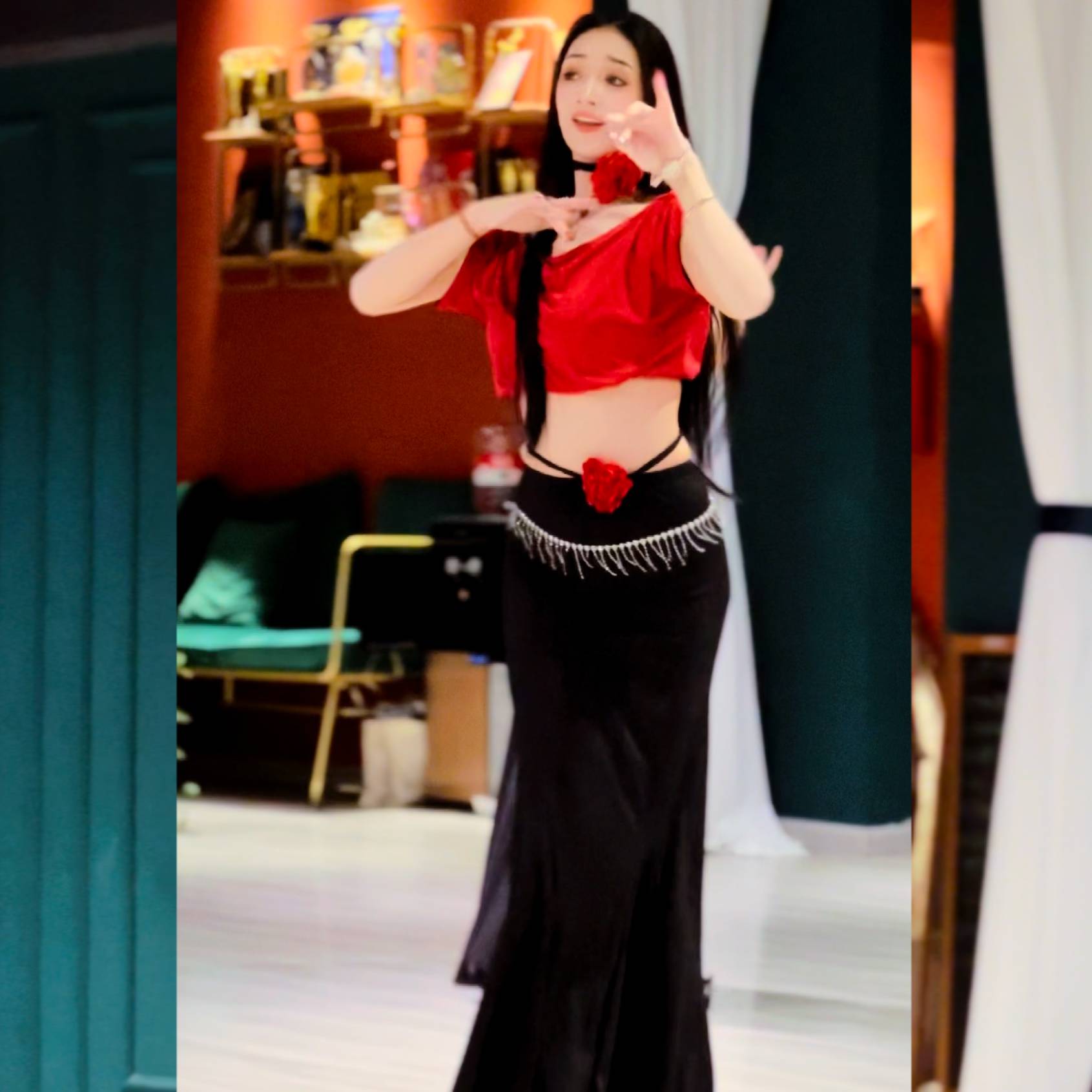 Yuemengfeng Lu's belly dance new practice suit set large size thin Modal beginner practicing dancing clothing