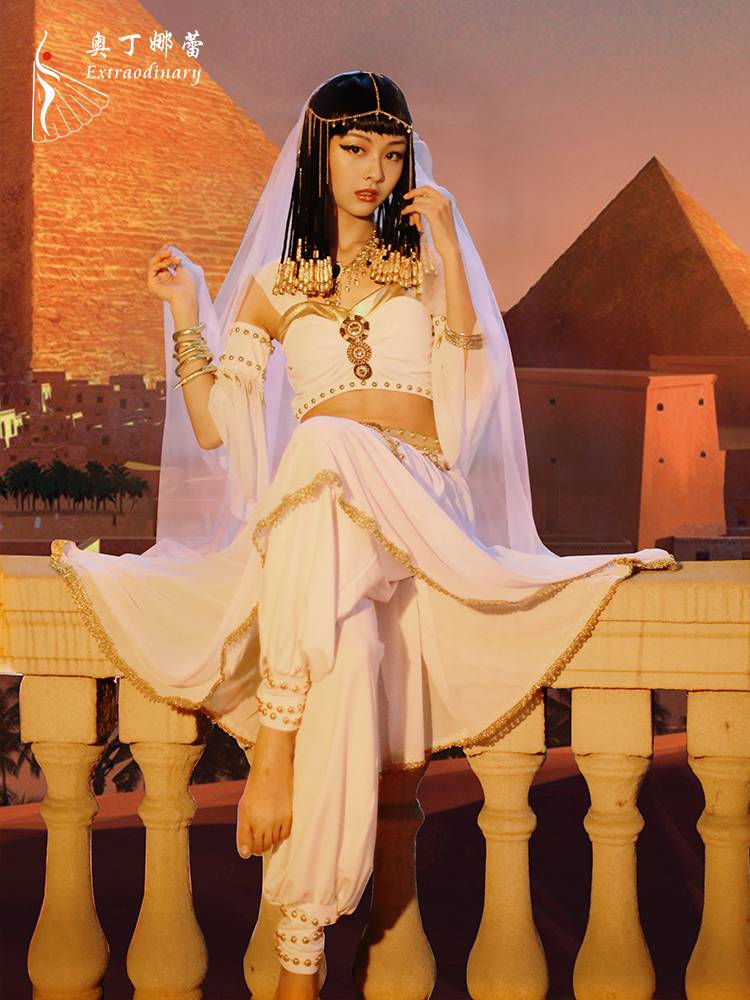Egyptian queen exotic Halloween COS clothing Indian white belly dance performance dance performance set