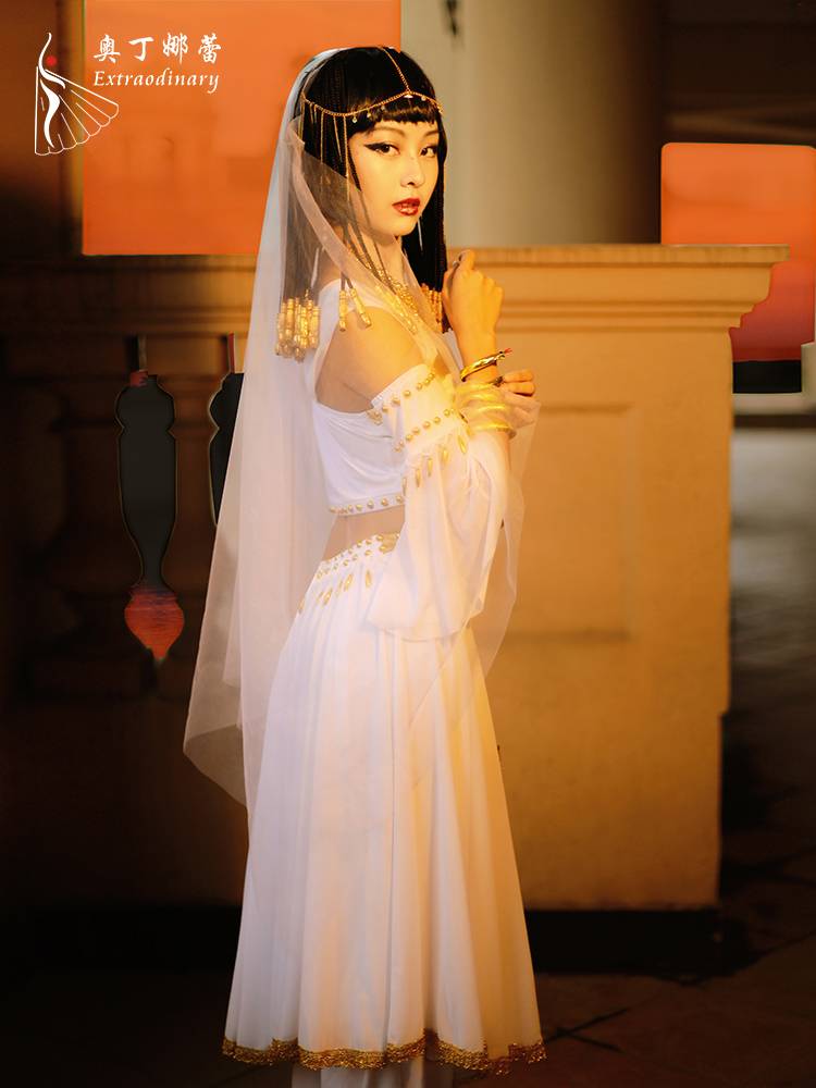 Egyptian queen exotic Halloween COS clothing Indian white belly dance performance dance performance set