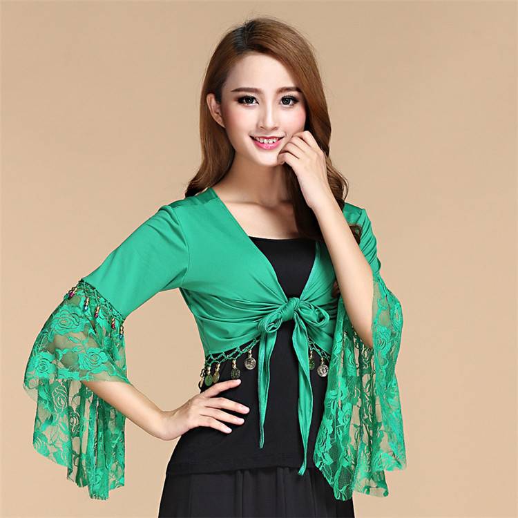 Spring and summer belly dance clothing performance clothing top Indian dance performance clothes on the square dance shawl high bullet high size female
