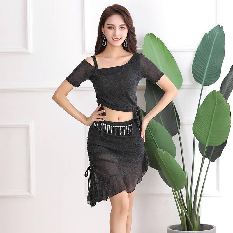 Spring and summer new belly dance practice suit set large size Modal beginner to cover belly practice dance clothes