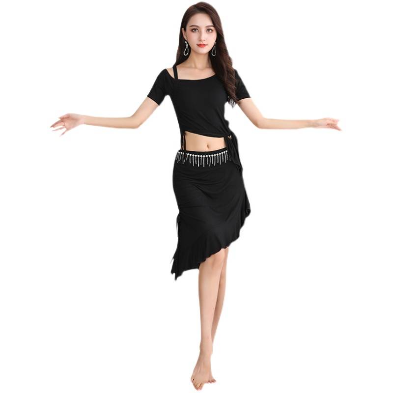 Spring and summer new belly dance practice suit set large size Modal beginner to cover belly practice dance clothes