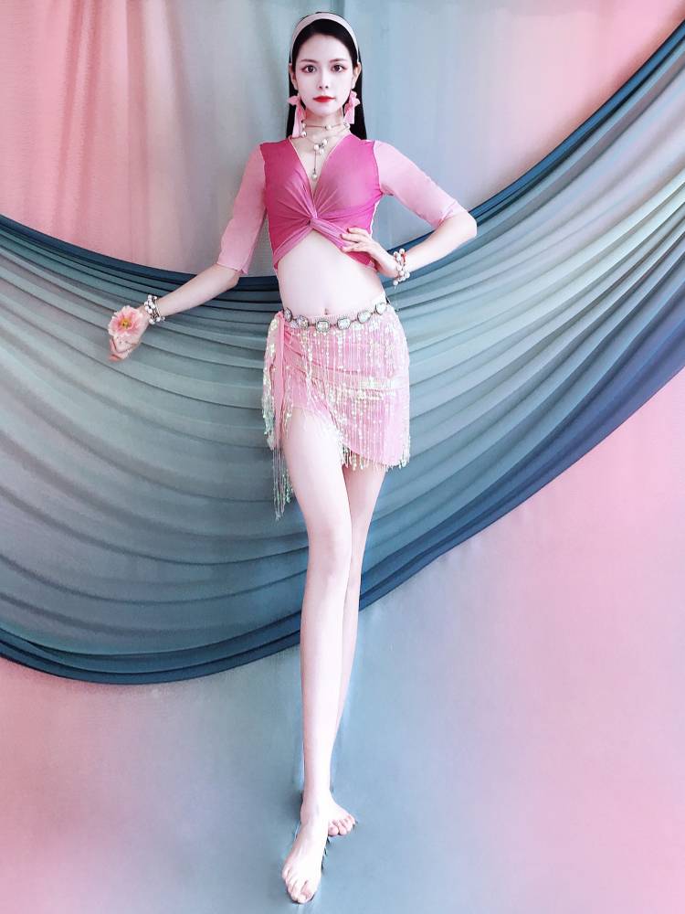 Belly dance clothing female 2024 practice service top -up Su Su hip -hip scarf Oriental dance summer children's performance clothing multi -color