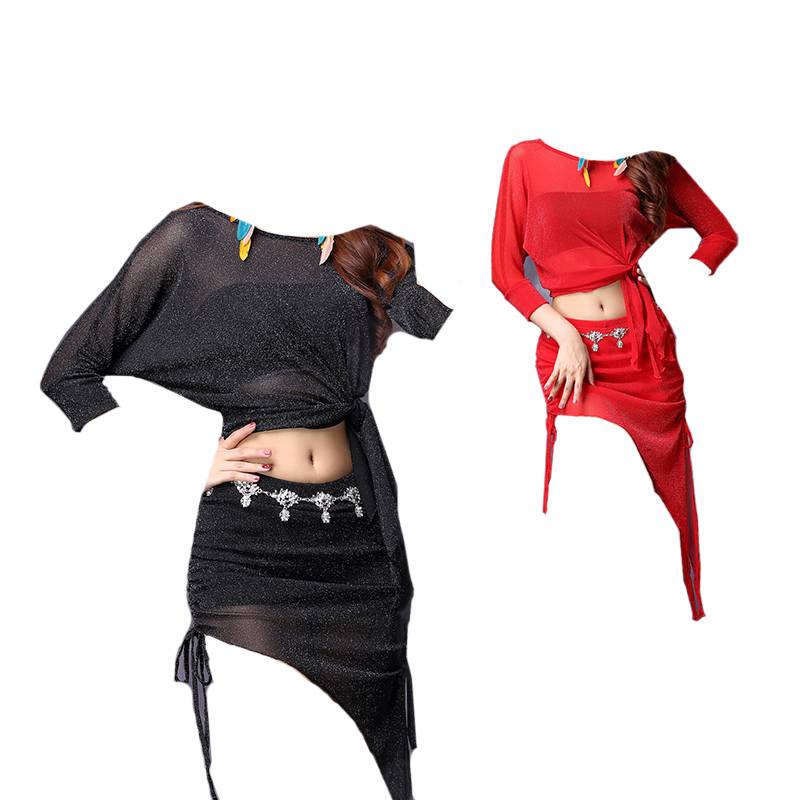 Belly Dance Practice Clothing 2023 New beginner elegant long skirt top modern dance sleeve