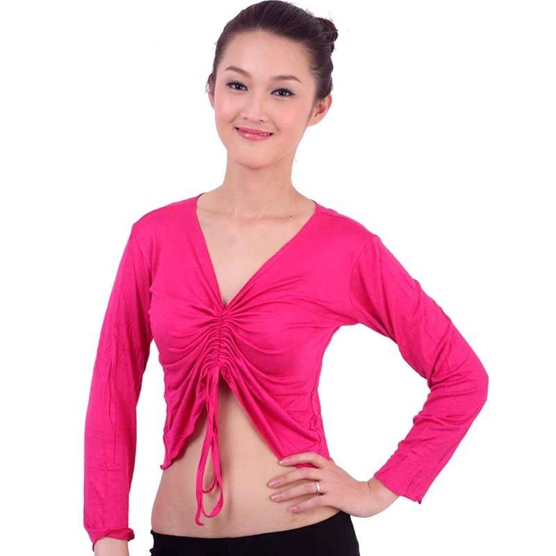 Belly dance shirt, light cotton cotton long -sleeved oriental dance service, exercise, breathable Indian dance drawing practice female top