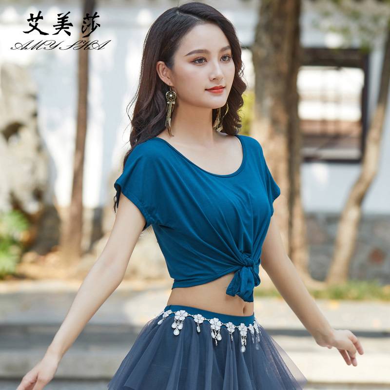 Belly Dance top 2024 new dance service practice clothes on Modal summer sexy short -sleeved wild clothes