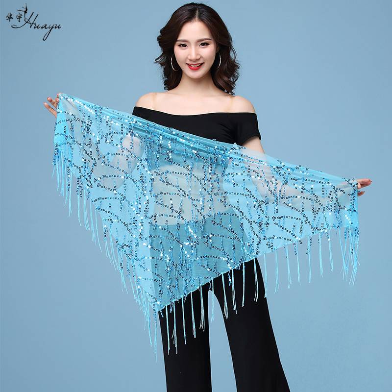 Belly dance waist chain new waist straps, lilies, sequins, triangular scarf Oriental dance junior scholars, versatile waist decoration practice hip towel