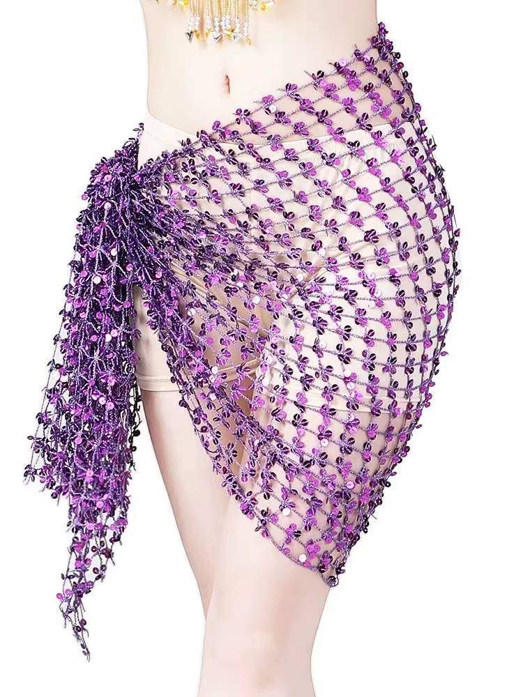 2023 hollow waist chain belly dance hip scarf sequin water pill dance performance skirt performance