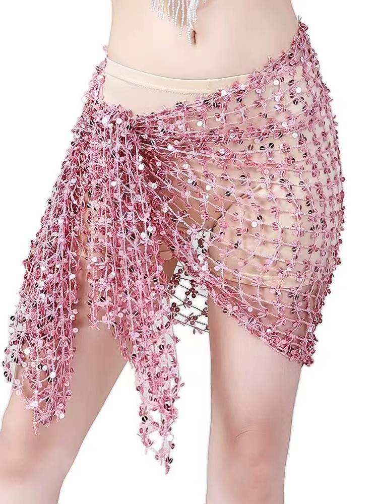 2023 hollow waist chain belly dance hip scarf sequin water pill dance performance skirt performance