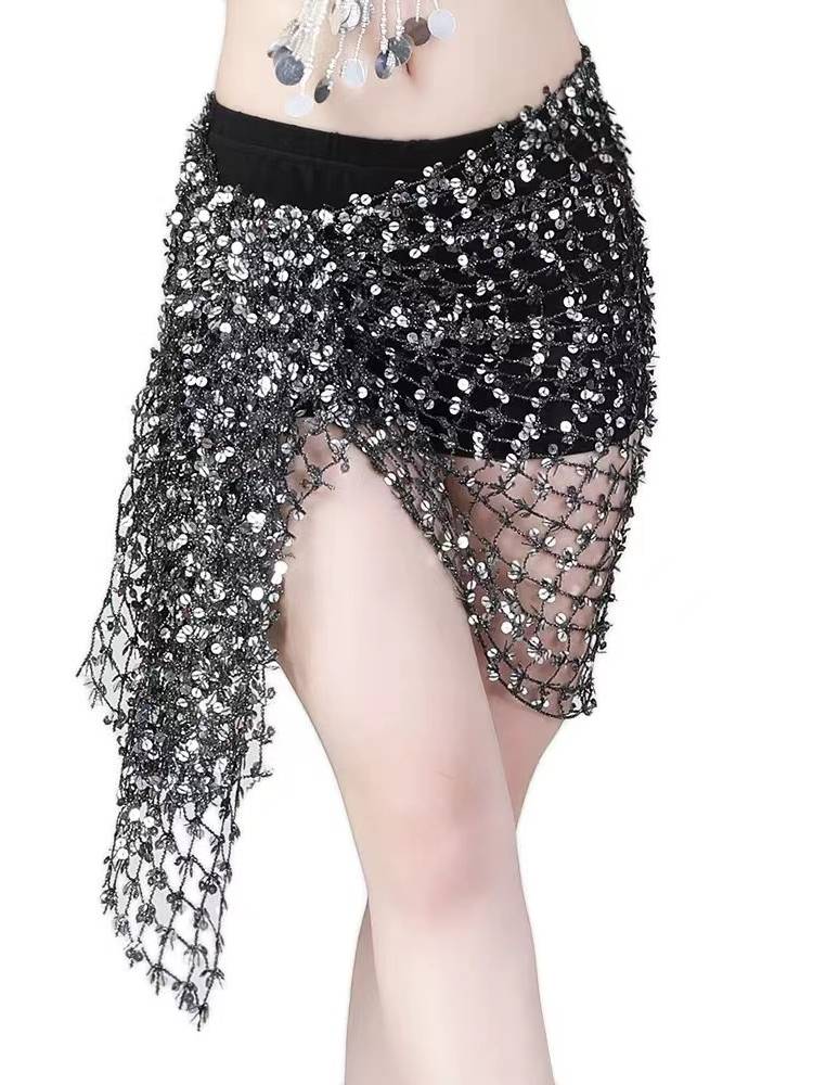 2023 hollow waist chain belly dance hip scarf sequin water pill dance performance skirt performance