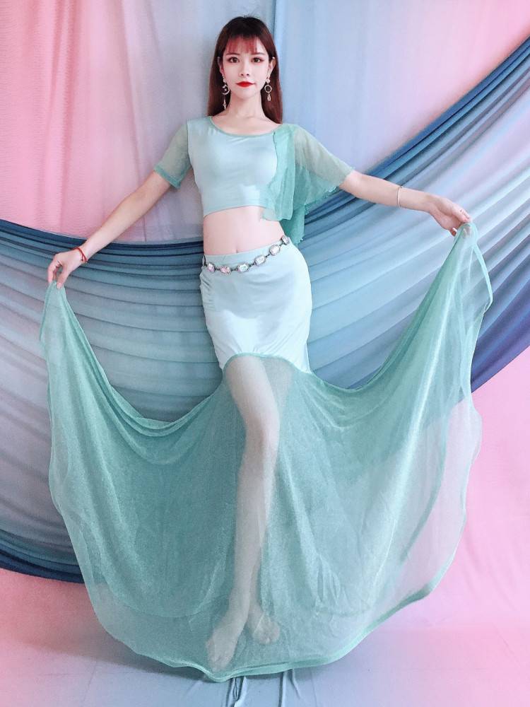 Belly dance exercise service 2024 new long skirt set Fairy performance service clothes Oriental dance clothing children's group service