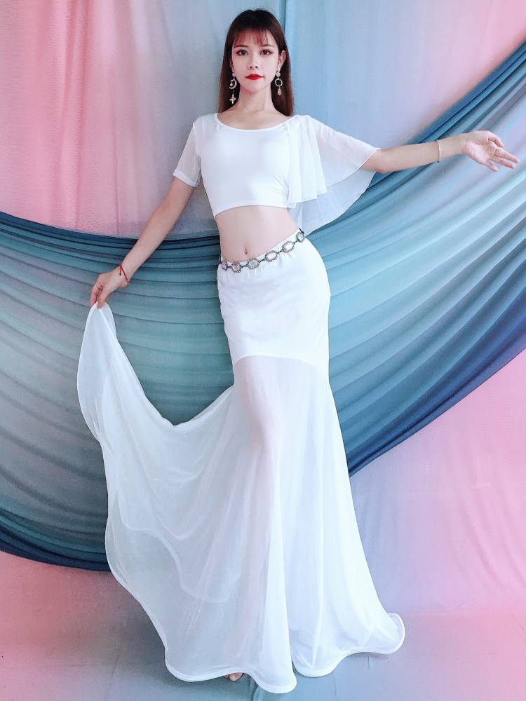 Belly dance exercise service 2024 new long skirt set Fairy performance service clothes Oriental dance clothing children's group service