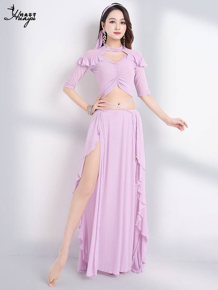 Belly dance clothing watch shows sexy advanced hot drill long skirt net gauze sequins set Oriental dance exercise girl