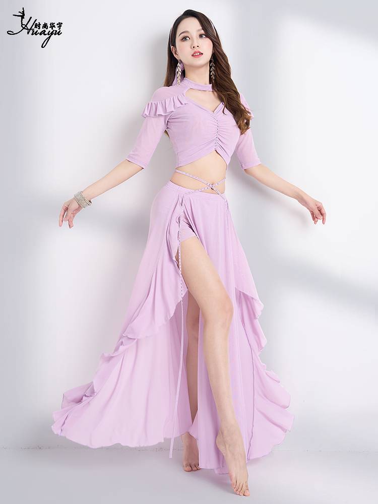 Belly dance clothing watch shows sexy advanced hot drill long skirt net gauze sequins set Oriental dance exercise girl