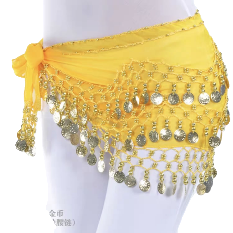2021 new waist chain junior scholar belly dance waist chain hip scarf three -layer wave gold coin waist sealed India