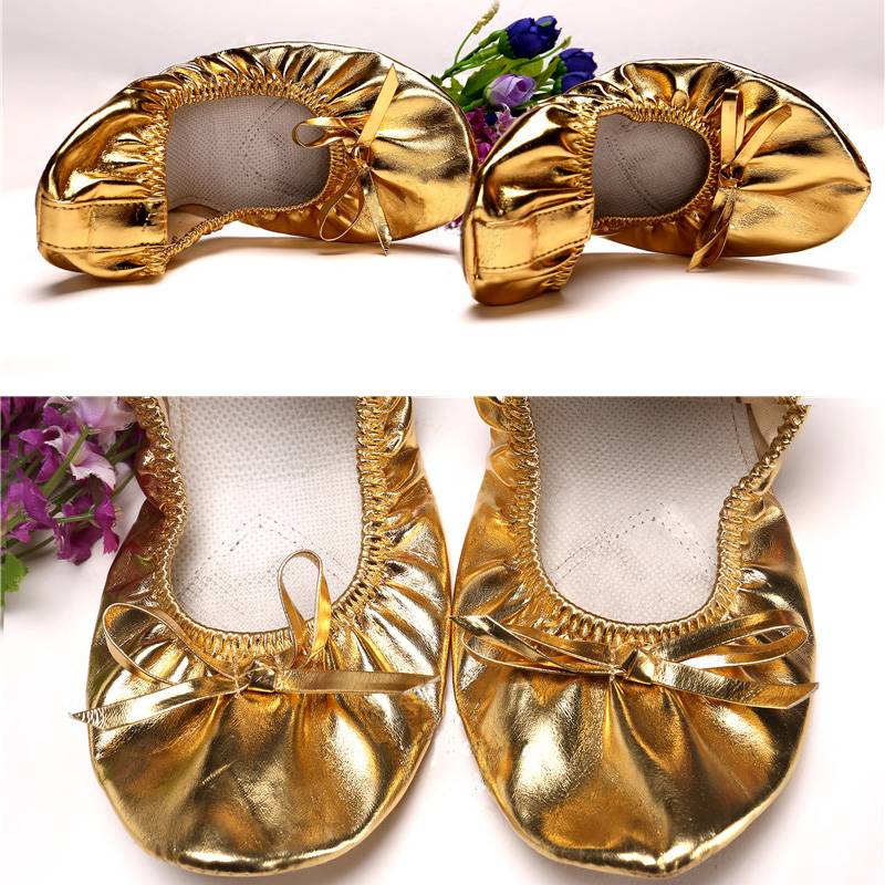Belly dance shoes Children's dance shoes Indian dance performance shoes Golden holiday stage performance children's national dance shoes