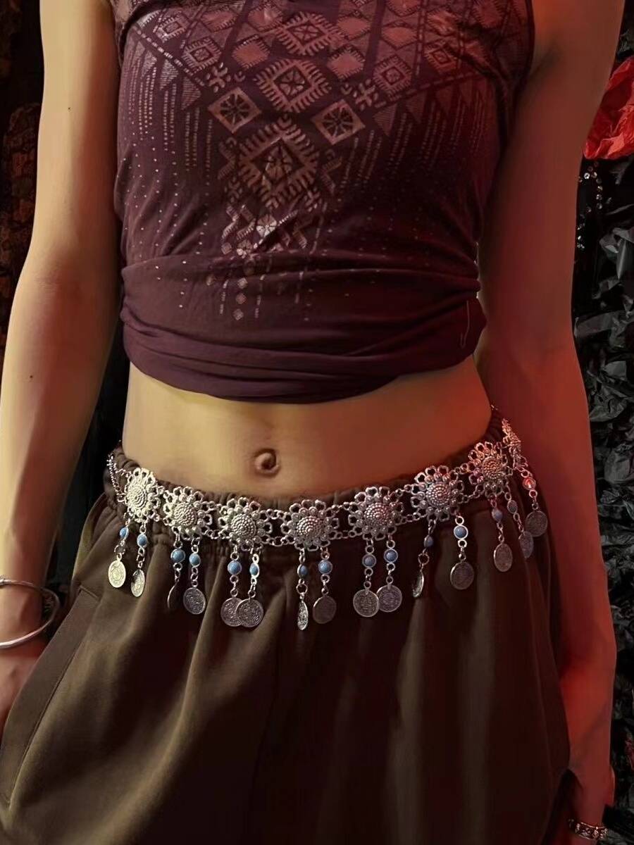 SUANS Dance Alien Belly Dance Sunflower waist chain new Indian dance waist hip -hip scarf heavy worker clothing belt