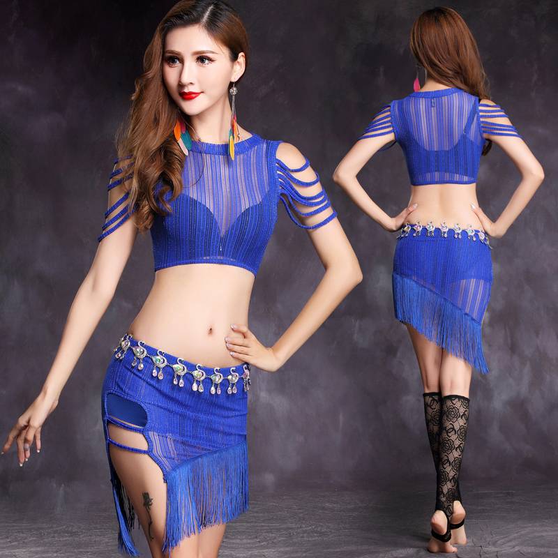 Sister Zicai Broken Code Clear Clear Belly Dance Dance Fun Gong New Scholars Female Girls' sexy dress set