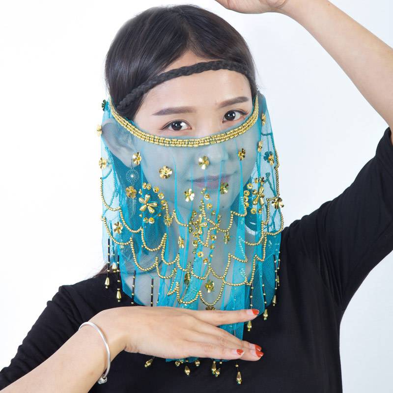Belly dance veil exotic princess cos veil Western style dance covered face ancient style Hanfu fairy faces yarn