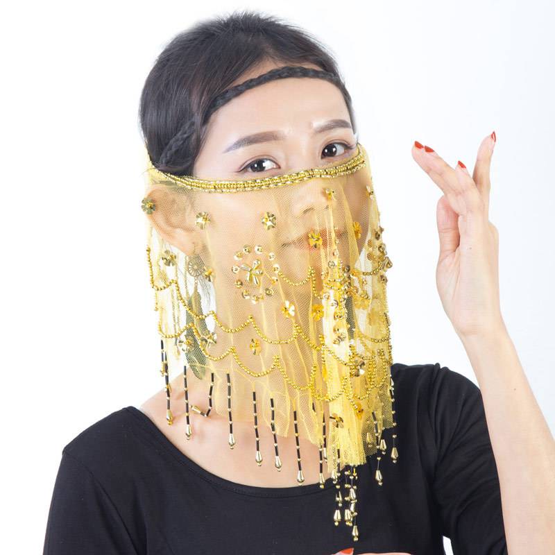 Belly dance veil exotic princess cos veil Western style dance covered face ancient style Hanfu fairy faces yarn