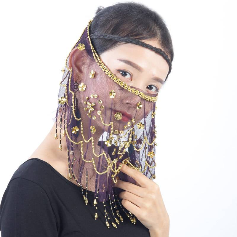 Belly dance veil exotic princess cos veil Western style dance covered face ancient style Hanfu fairy faces yarn