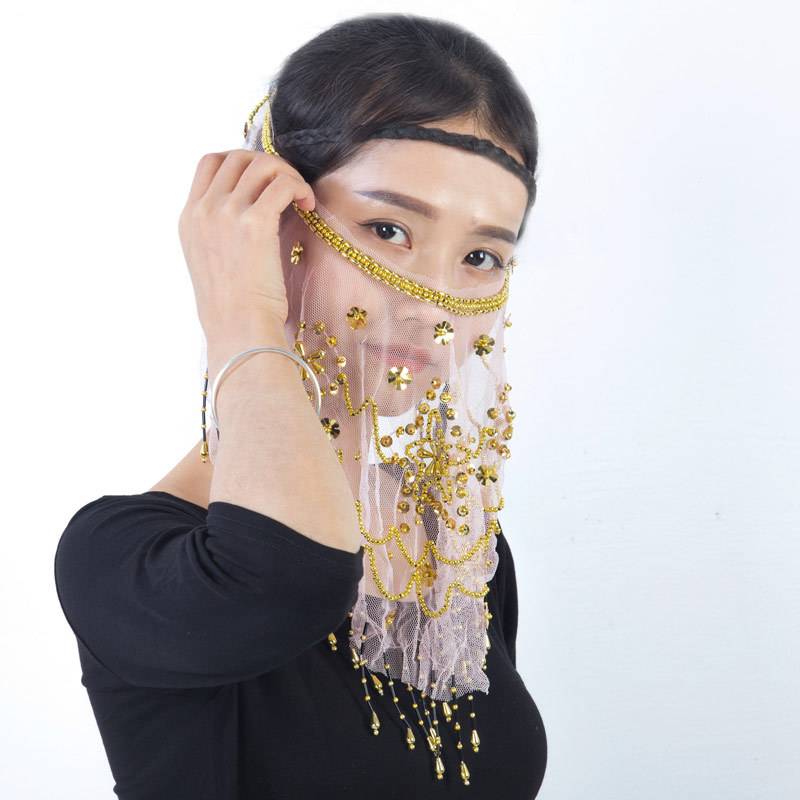 Belly dance veil exotic princess cos veil Western style dance covered face ancient style Hanfu fairy faces yarn